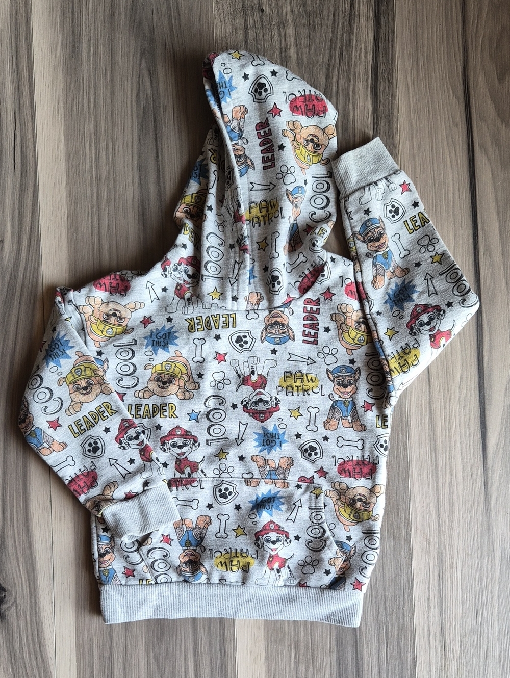 Paw Patrol Gray Hoodie with Multicolor Character Print